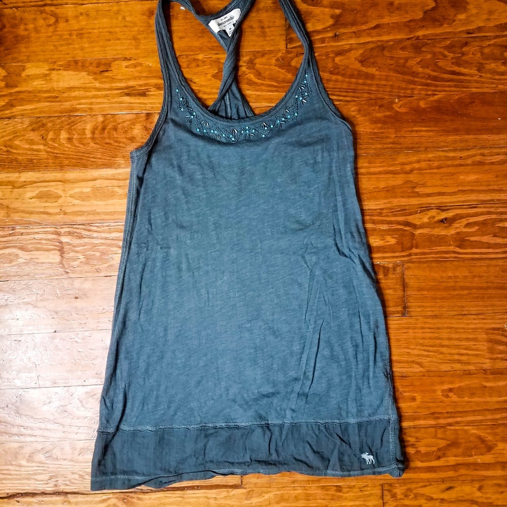 Cute Abercrombie Grey Beaded Long Top